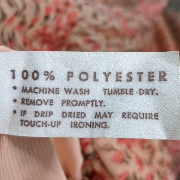 Vintage Liz Roberts peach floral tie neck dress 8 - Picture 6 of 8